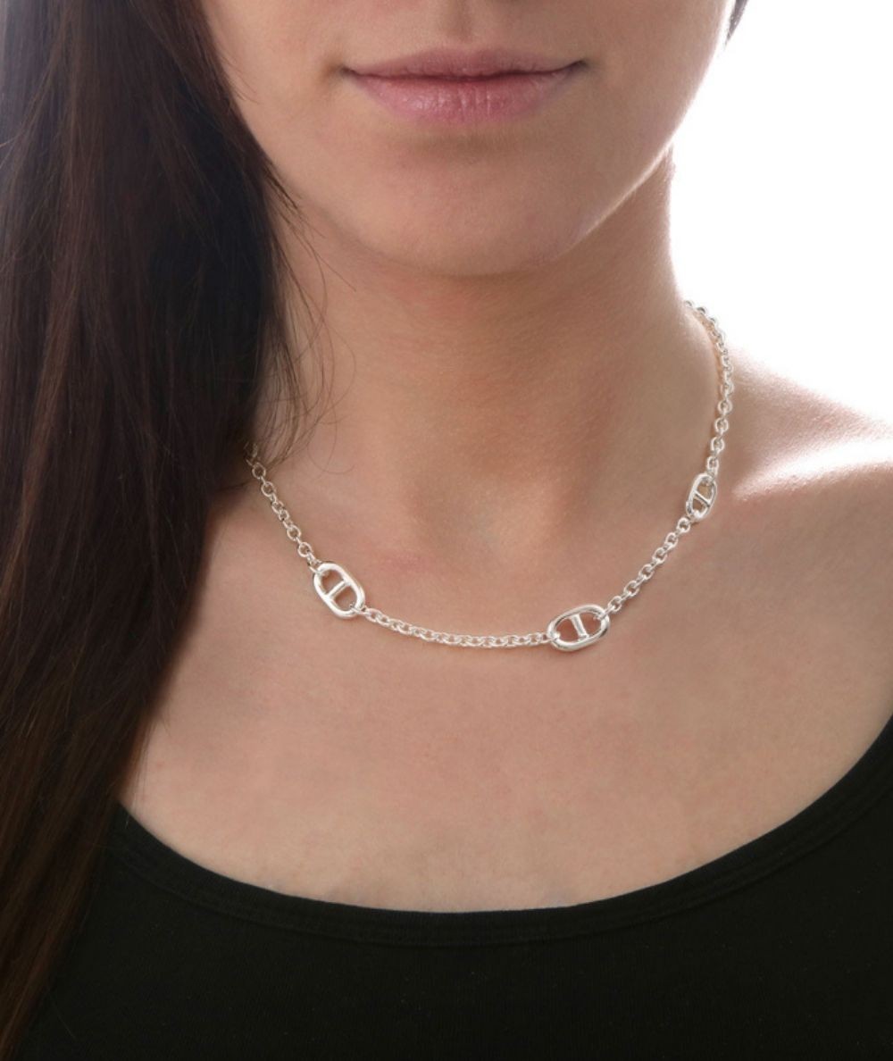 Collier Maille Marine En Argent - Bijou Occasion - Longueur Ajustable ?