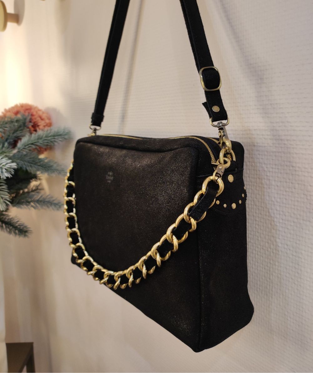 Sac en cuir iris?� noir Mama XL Noir X Mila Louise