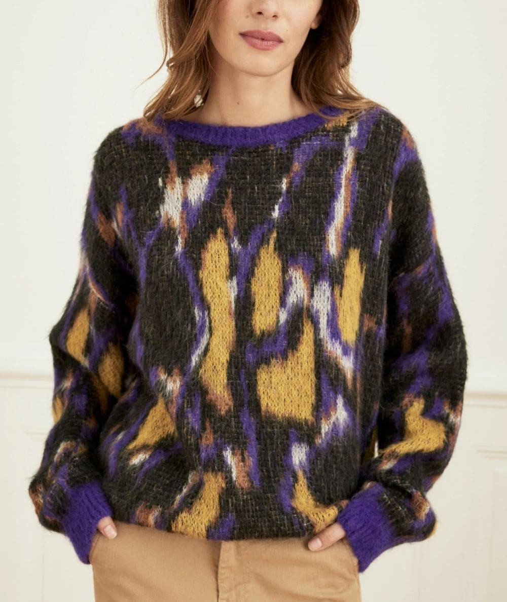 Pull oversize Panthère violet La Petite Française