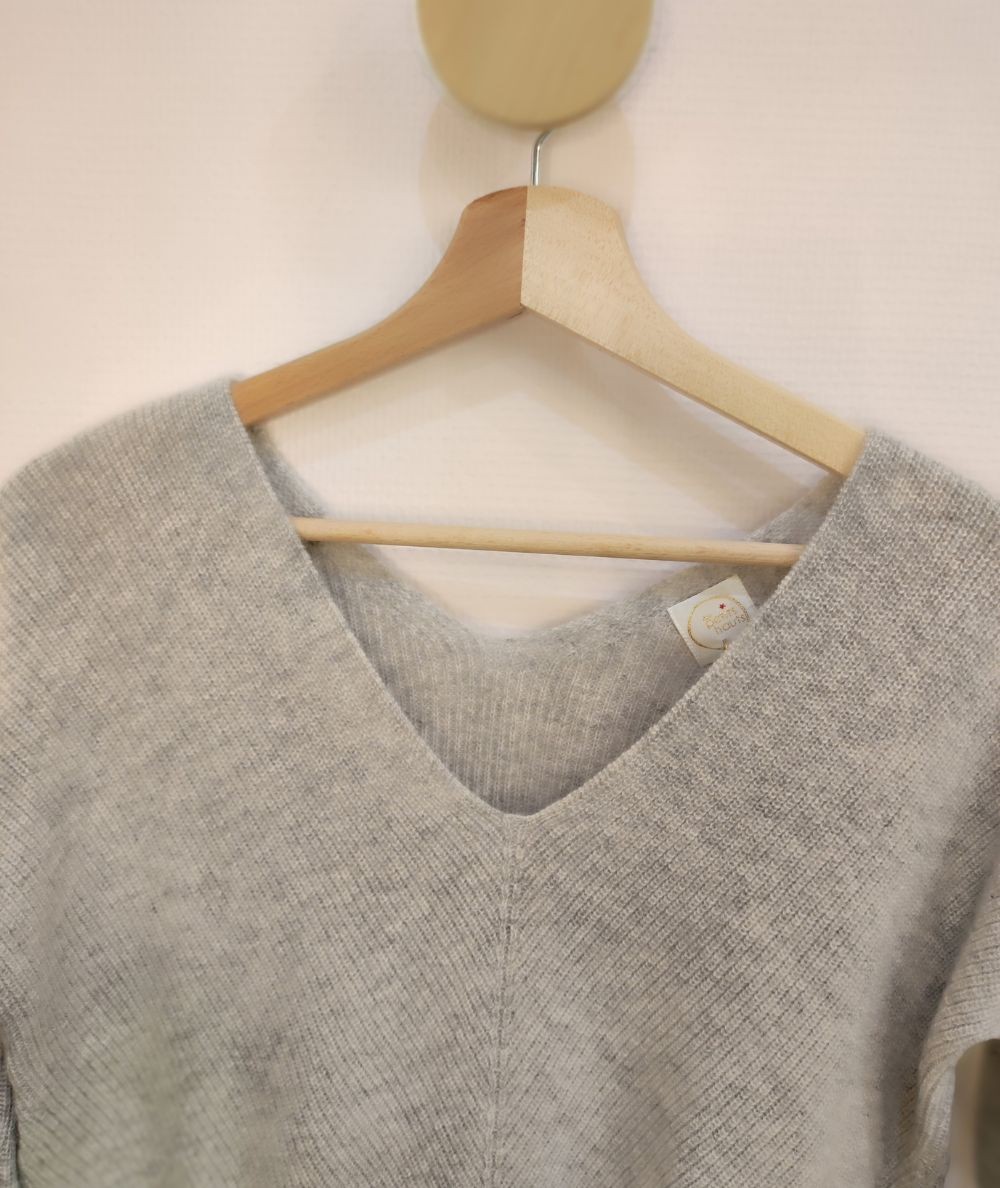 Pull Eric Bompard 100% Cachemire Gris Clair - Taille XL, Occasion Très Bon état